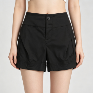 High Waist Pleated White Casual Shorts