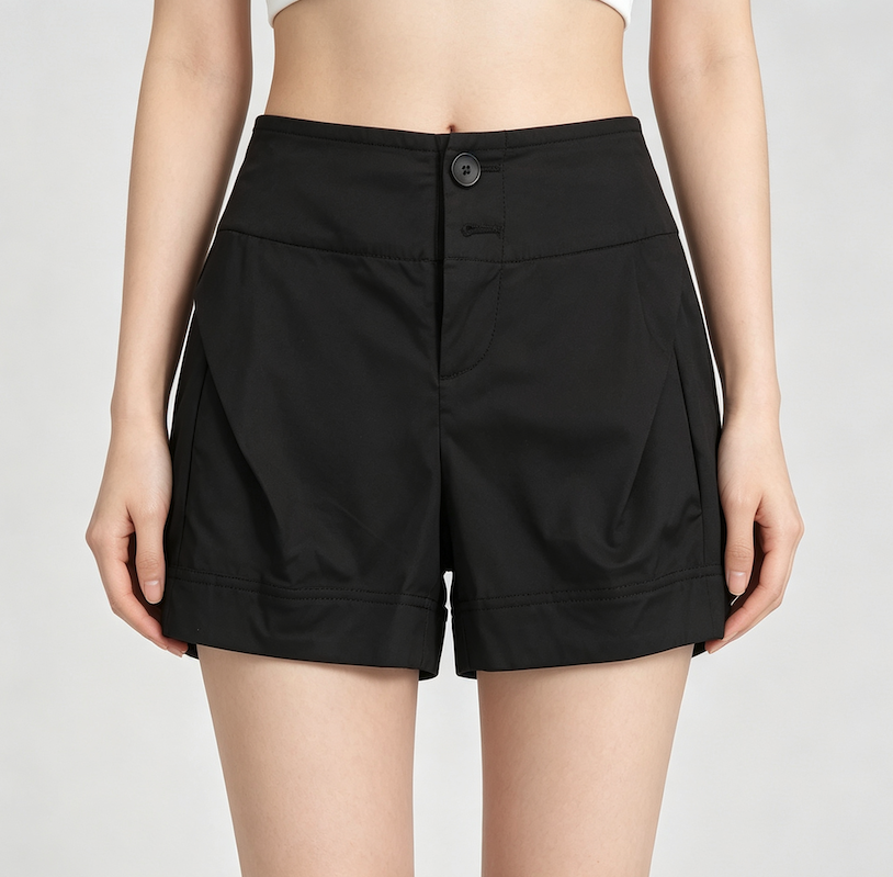 High Waist Pleated White Casual Shorts