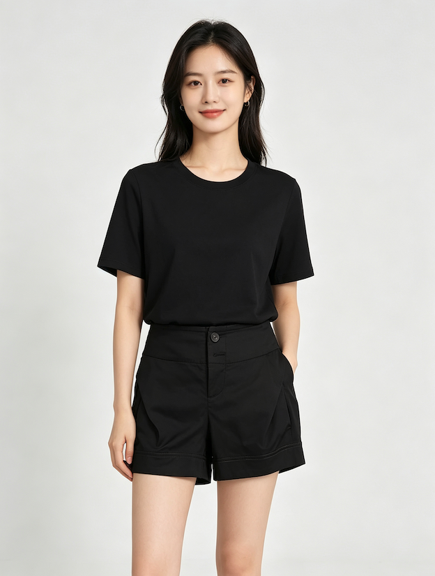 High Waist Pleated White Casual Shorts - 图片 3