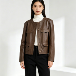 Muse Casey Truffle Brown Leather Jacket