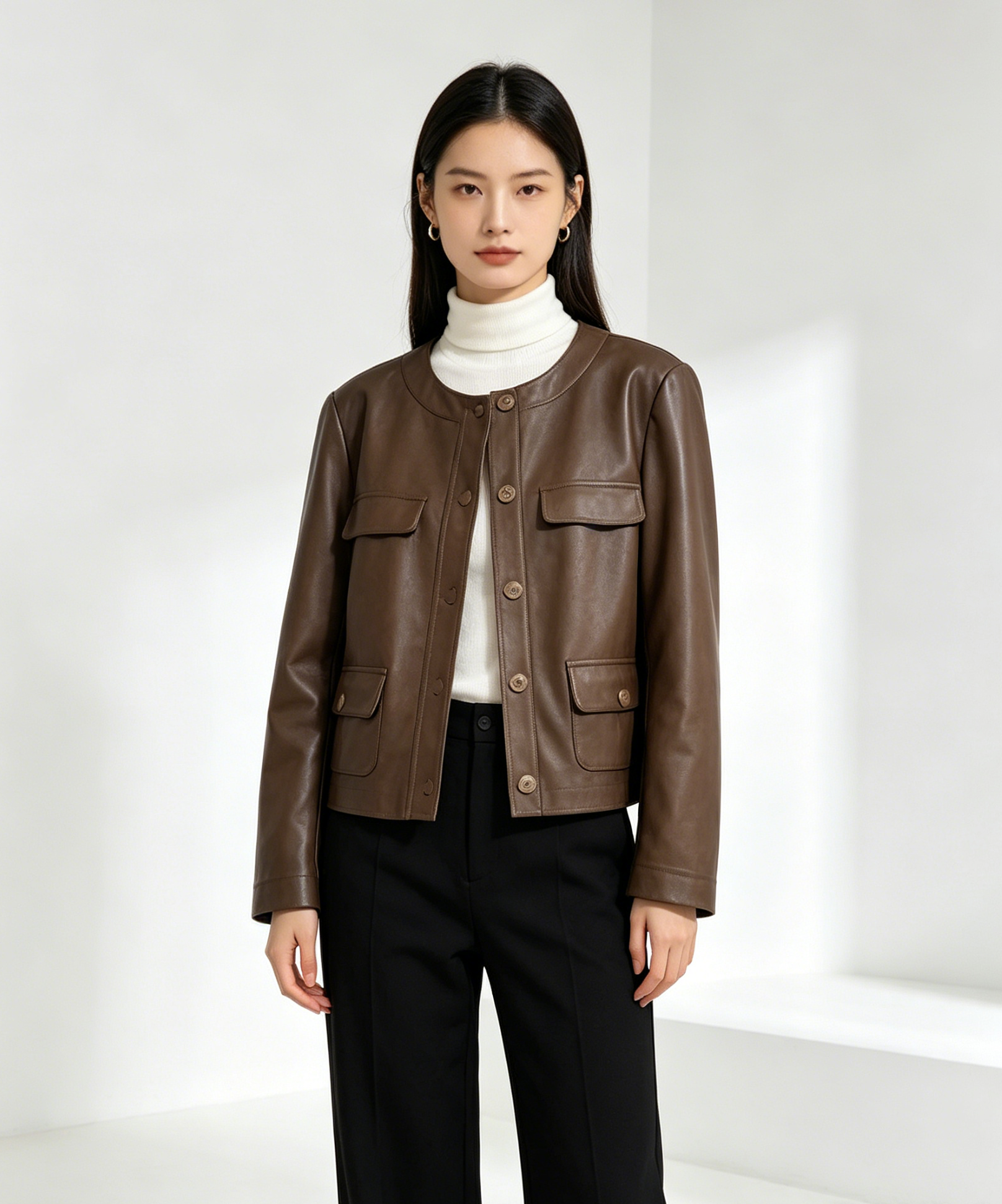 Muse Casey Truffle Brown Leather Jacket