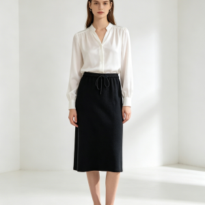 Muse Casey Mousse Black Midi Skirt